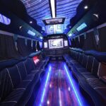 HOME A big party bus filled with comfortable seats, and shiny bright floor for dancing and having fun.